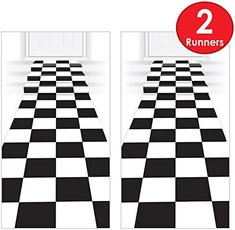 Beistle 2 Piece Racing Checkered Aisle Runners for 50s Theme Party