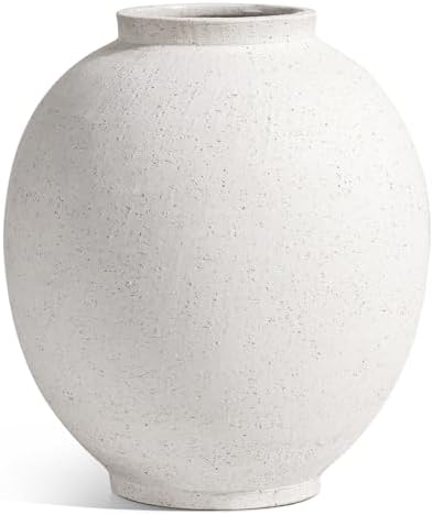 Large White Ceramic Vase 98 Inch Rustic Farmhouse Decor