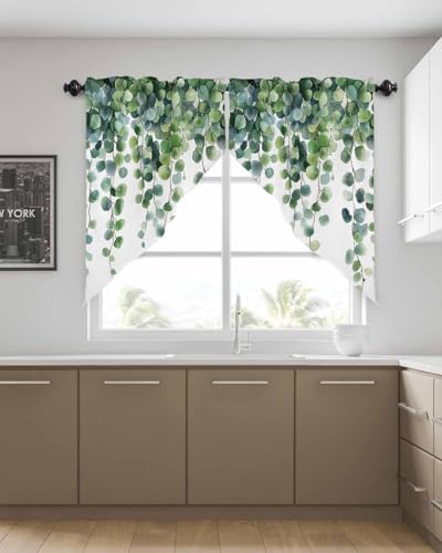 Spring Leaf Swag Curtains Pair 36x36