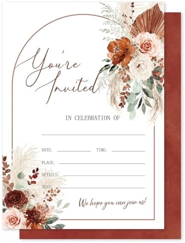 Whaline 25 Fall Invitations with Envelopes Stickers