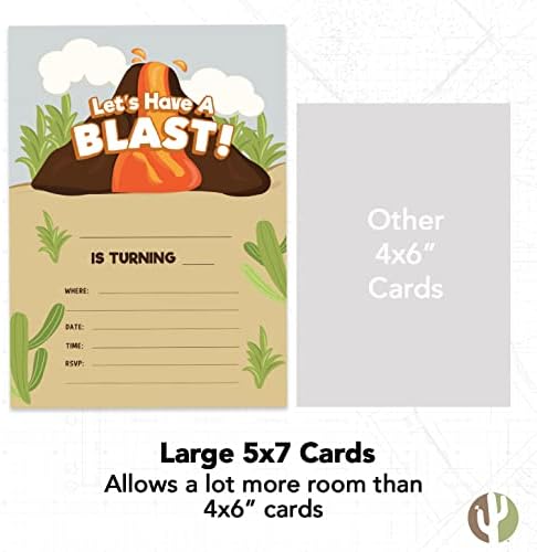 Desert Cactus Volcano Birthday Invitations 10 Count With Envelopes