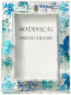 Botanical Picture Frame with Dried Flowers in Blue 5x7 Inch