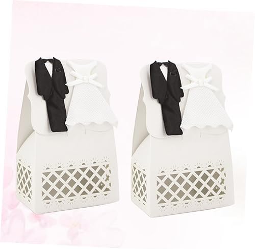 Cabilock 12pcs Hollow Wedding Favor Boxes with Bride Groom Tuxedo Dress Design