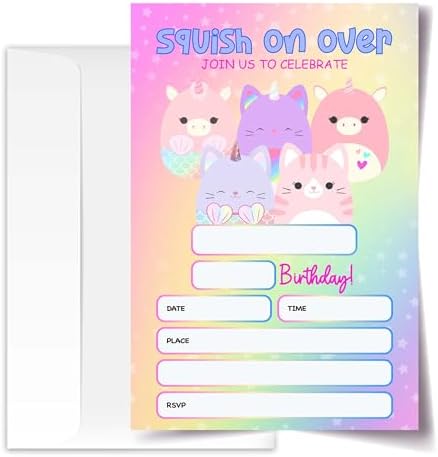 Squish Birthday Invitations with Envelopes Pack of 20