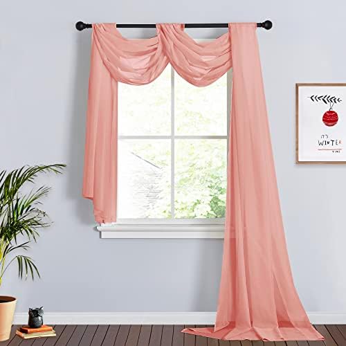 RYB HOME Long Sheer Curtains Scarf for Wedding Canopy Bed Kids Room