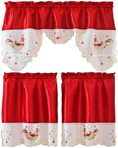 Beatrice Home 3pc Kitchen Curtain Set with Valance and Tiers