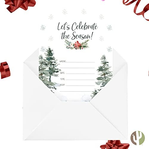 Desert Cactus Christmas Invitations with Envelopes 25 Count Design C