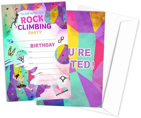 Rock Climbing Birthday Invites for Boys Girls 20-Pack