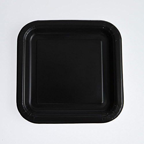 Unique Party Black Square Disposable Paper Plates 7 16 Pack