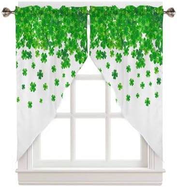 St Patricks Day Kitchen Curtains Lucky Shamrock Valance Set