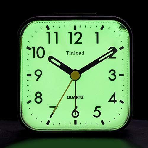 Glow in Dark Analog Alarm Clock with Silent Non-Ticking Design