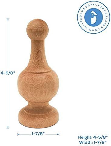 Woodpeckers Unfinished Wood Finials 4-14 Inch Pack of 12