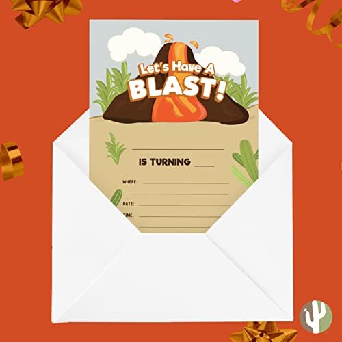 Desert Cactus Volcano Birthday Invitations 10 Count With Envelopes