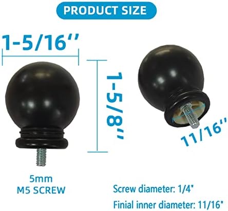 4 Pcs Plastic Curtain Rod Finials with M5 Thread 1