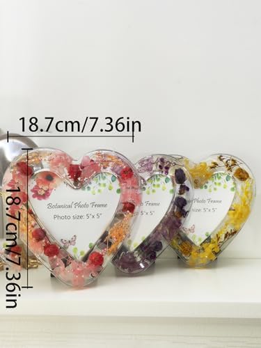 5x5 Inch Acrylic Photo Frame with Heart Shaped Vase Design