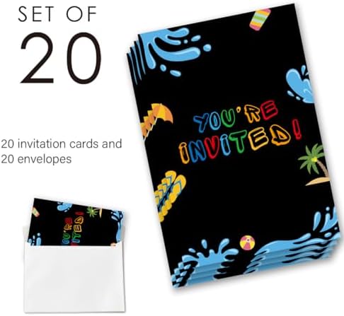 QZJ Bruh Pool Birthday Invitations with Envelopes Set of 20