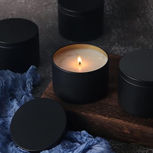 48 Piece 4 Oz Black Candle Tins with Lids
