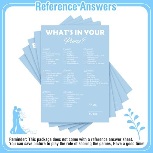 Light Blue Bridal Shower Game Set for 50 Guests