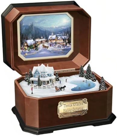 T-Kinkade Christmas Music Box with Picture Village