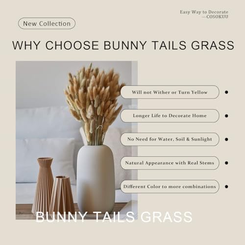 COSOKUU 100pcs Dried Bunny Tails Grass Decor