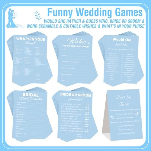 Light Blue Bridal Shower Game Set for 50 Guests