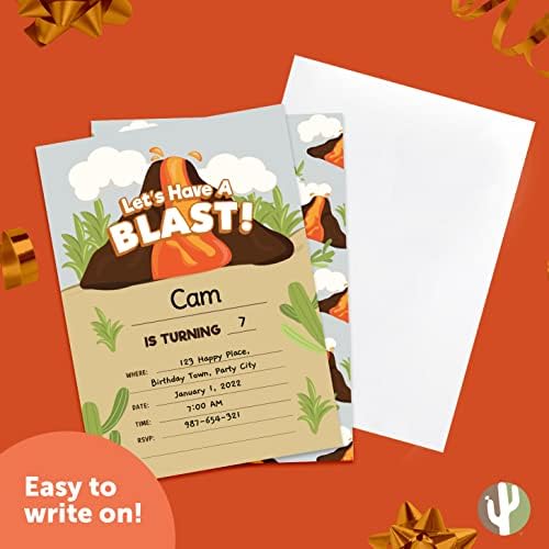 Desert Cactus Volcano Birthday Invitations 10 Count With Envelopes