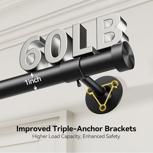 Heavy Duty Curtain Rods 1 Inch Diameter 60 lbs Capacity