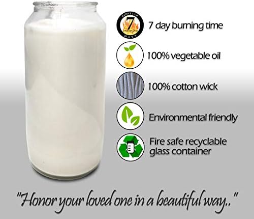Hyoola 7 Day White Prayer Candle in Glass Jar