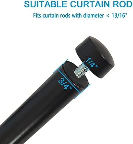 4 Pcs Black Plastic Curtain Rod Finials for 34 Inch Rods