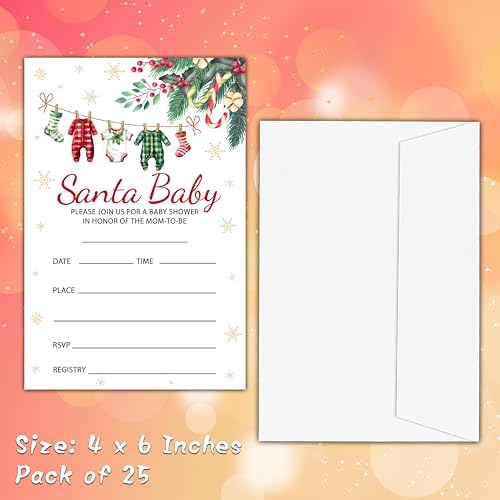 Christmas Baby Shower Invitations with Envelopes - Winter Wonderland 4x6 Card Set