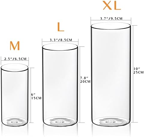 WDHODEC Cylinder Flower Vases 12PCS Hurricane Candle Holders Clear Glass Vase Set