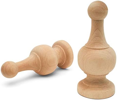 Woodpeckers Unfinished Wood Finials 4-14 Inch Pack of 12