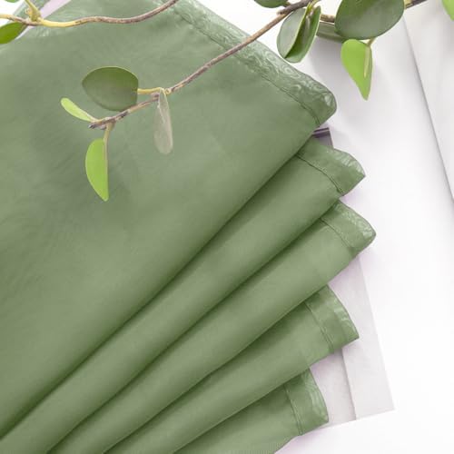 MIULEE Sheer Window Scarf Valance Extra Long Panel Sage Green