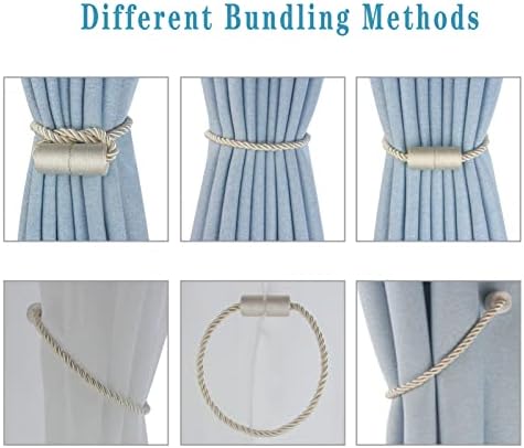 Magnetic Curtain Tiebacks 2 Pack Beige Holders