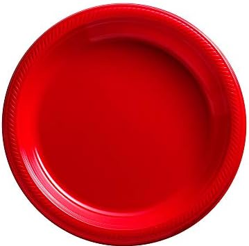 Big Party Pack Plastic Plates Apple Red 50 Pcs