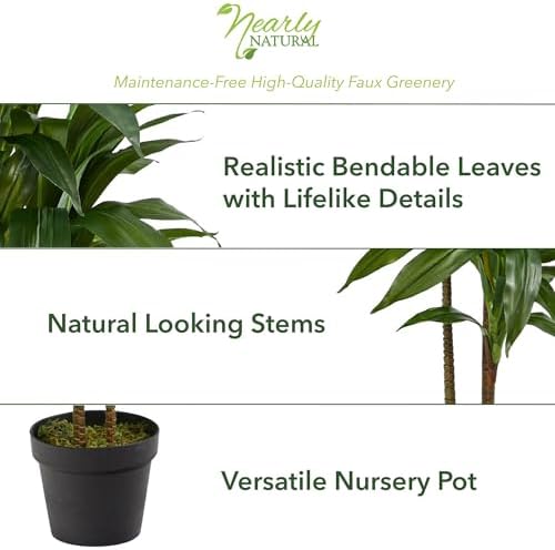 Nearly Natural 48in Dracaena Silk Plant Real Touch Green