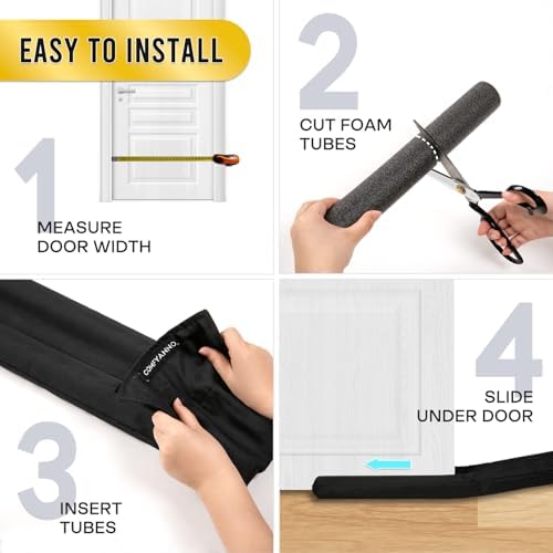 Comfyanno Under Door Draft Stopper Black 30-36 Inch