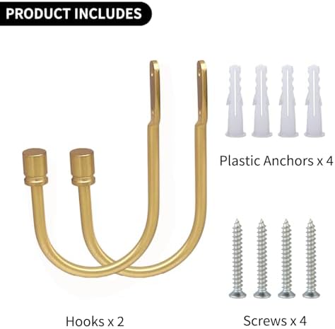 2 PCS Dark Gold Metal Curtain Holdbacks with Hooks and Finials