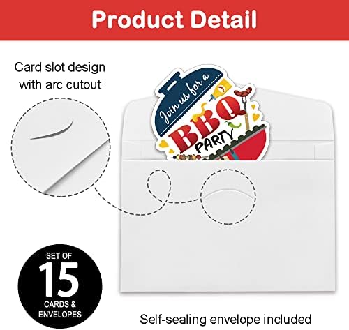 Rewidparty BBQ Themed Party Invitations Set of 15