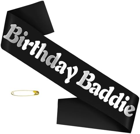 Birthday Baddie Sash with Silver Foil