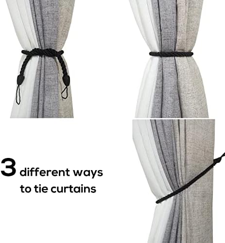 Curtain Tiebacks Ropes 4 Pack Metal Hooks Indoor Outdoor Use