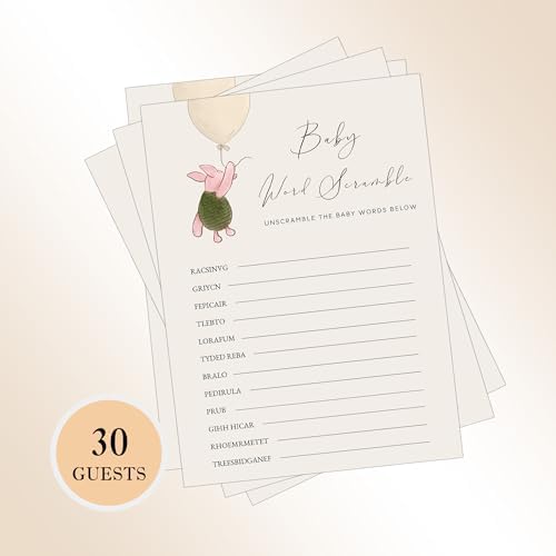 Winnie The Pooh Baby Shower Game Cards Set of 30