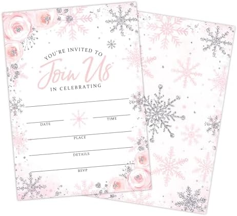 Whaline 20 Pack Winter Invitation Cards with Envelopes and Stickers