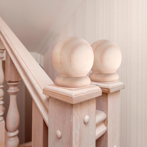 2 Pack 25 Inch Round Wooden Curtain Rod Finials with Screw