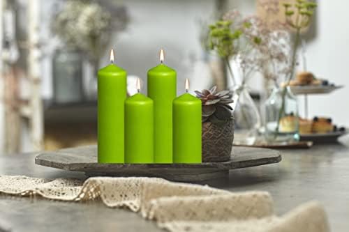 BOLSIUS 10 Unscented Lime Green Pillar Candles