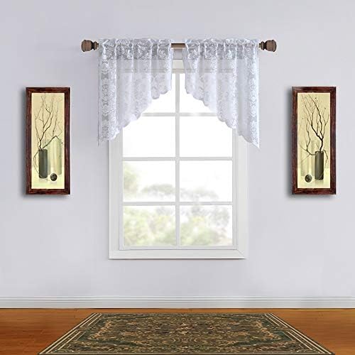 Warm Home Designs 30x38 White Knitted Lace Kitchen Swags