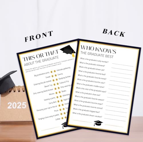 Uhadre Graduation Party Game Set of 30 Double Sided Cards