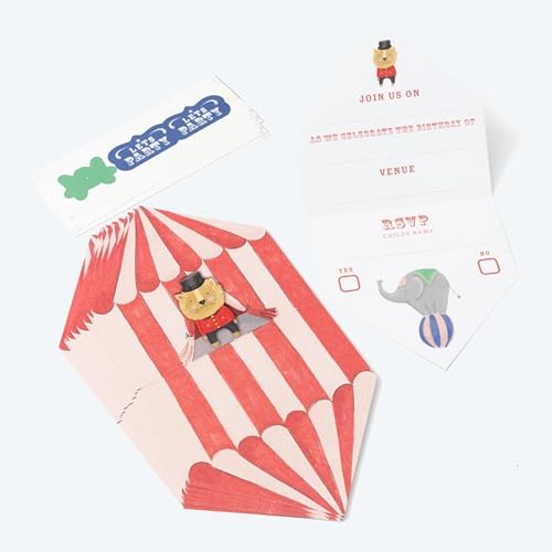 Cheerland Circus Themed Birthday Invitations with Stickers