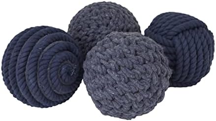 Deco 79 Jute Rope Decorative Orbs Set of 4 Blue
