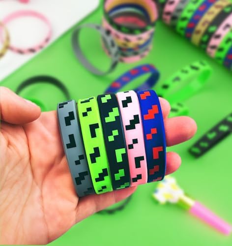 Pixel Theme Party Favors 24 PCS Silicone Bracelets